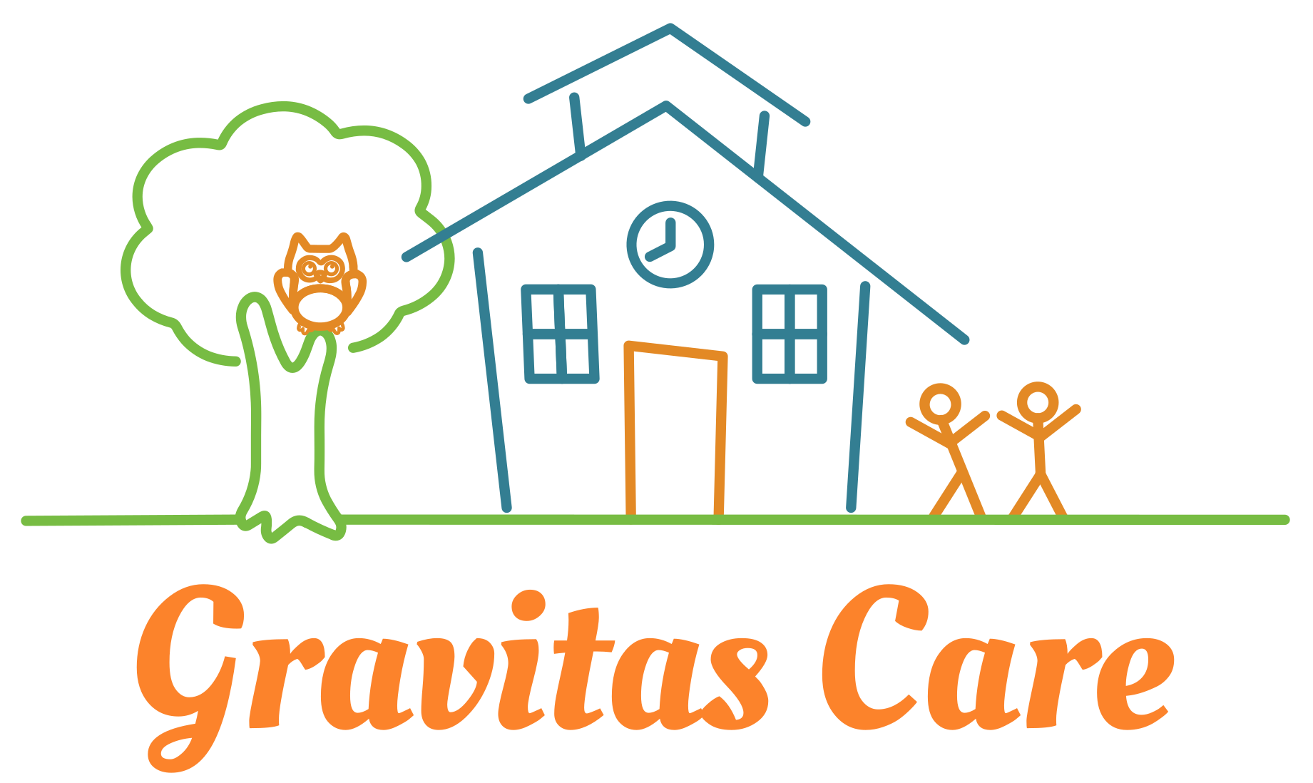 Logo showing a house, a tree, and two people outside.